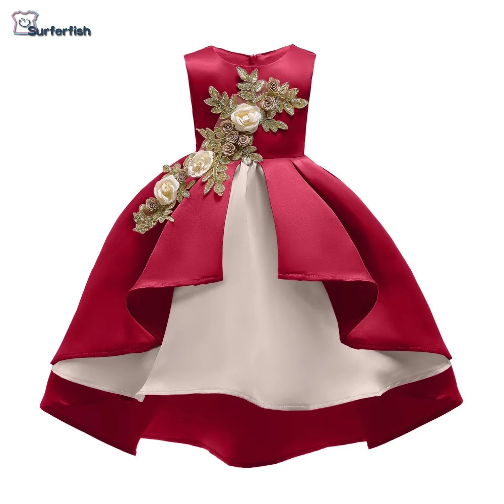 

Surfish 2019 new Autumn girls dress Princess Flowers X-mas Halloween Holiday Wedding Birthday Baby Party Flowers Dress 2 Colors