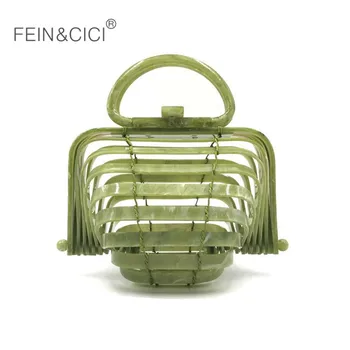 

Acrylic beach totes bag bamboo rattan bags women summer fashion handbag