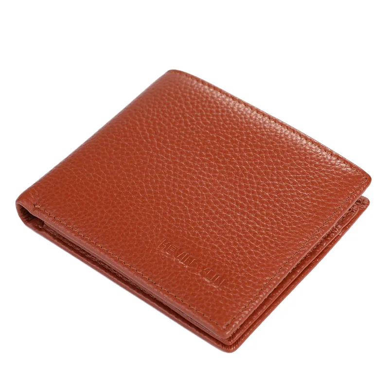 Men's Genuine Leather Bifold Wallet - Short Design with ID and Credit Card Holder