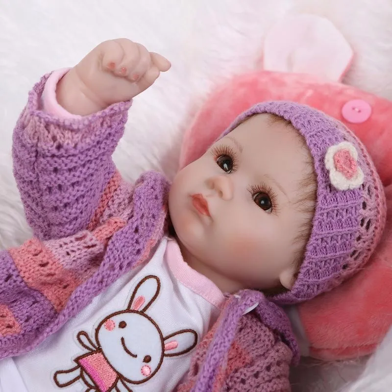 Nicery 16-18 дюймов 40-45 см Reborn Baby Doll Магнитный Рот Мягкий силиконовый реалистичный девочка игрушка подарок для ребенка Рождественская фиолетовая одежда