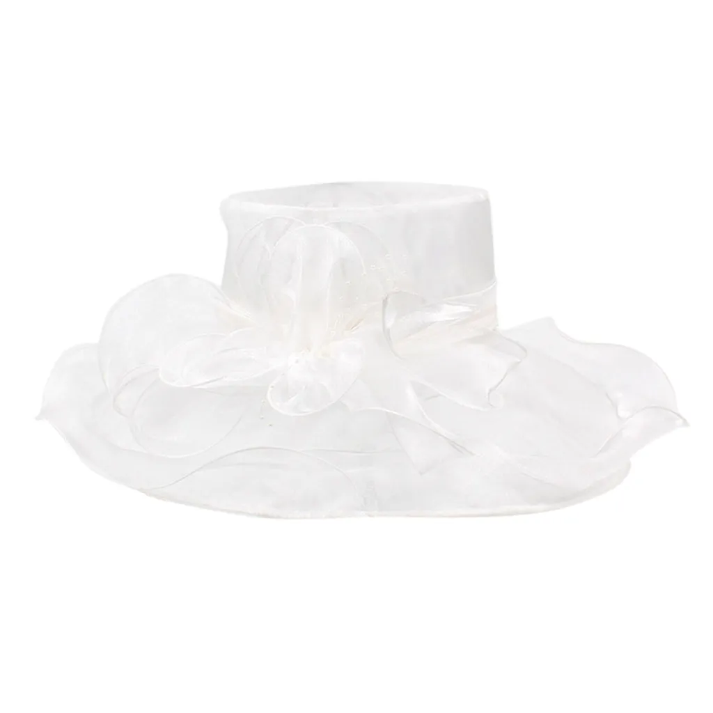 SAGACE, женская шляпа из органзы, церковь Кентукки, Дерби, чародей, свадебные, вечерние, Свадебные шляпы, кепки для женщин - Цвет: Белый