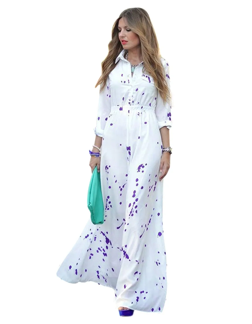 chiffon maxi shirt dress