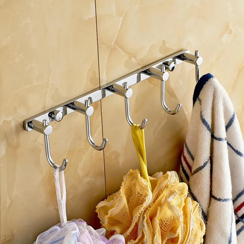 Chrome Finish Wall Mount Towel Hook Brass Resistant Bathroom Kitchen