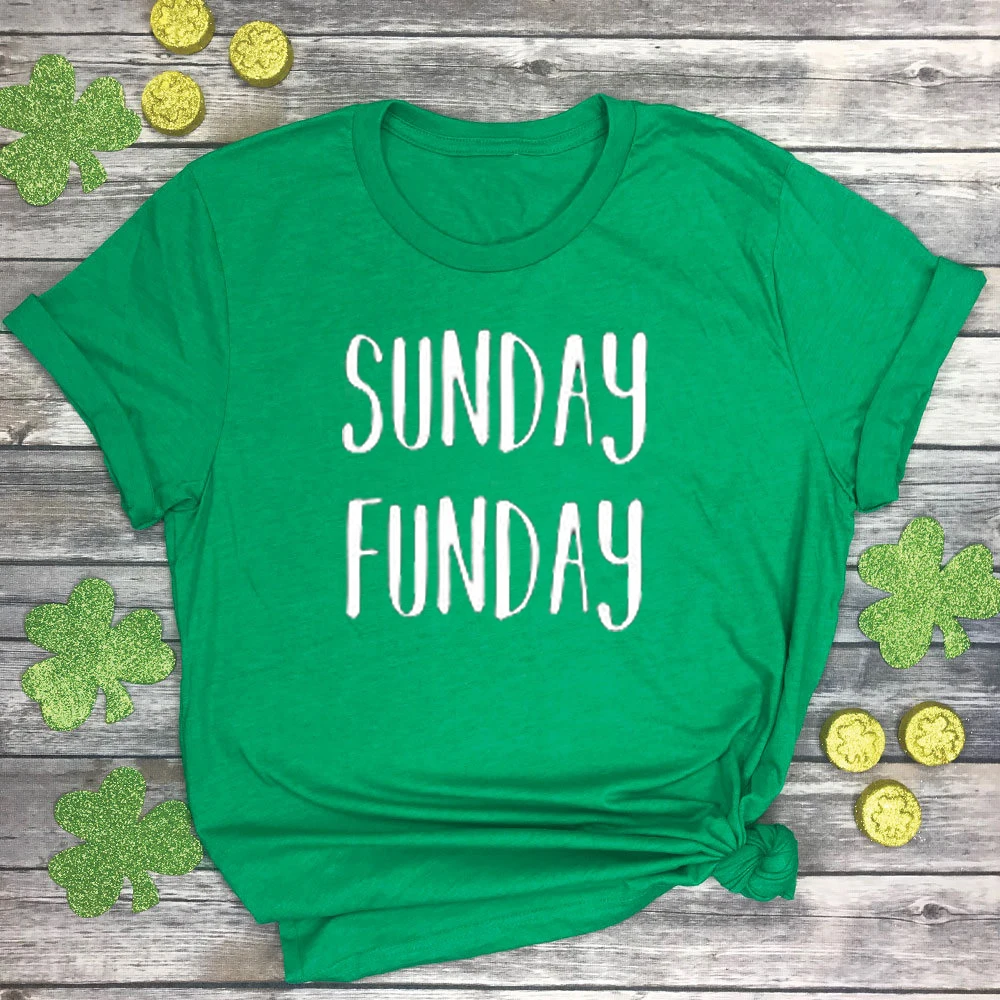 Женская Винтажная Футболка Sunday Funday белая Повседневная футболка с круглым