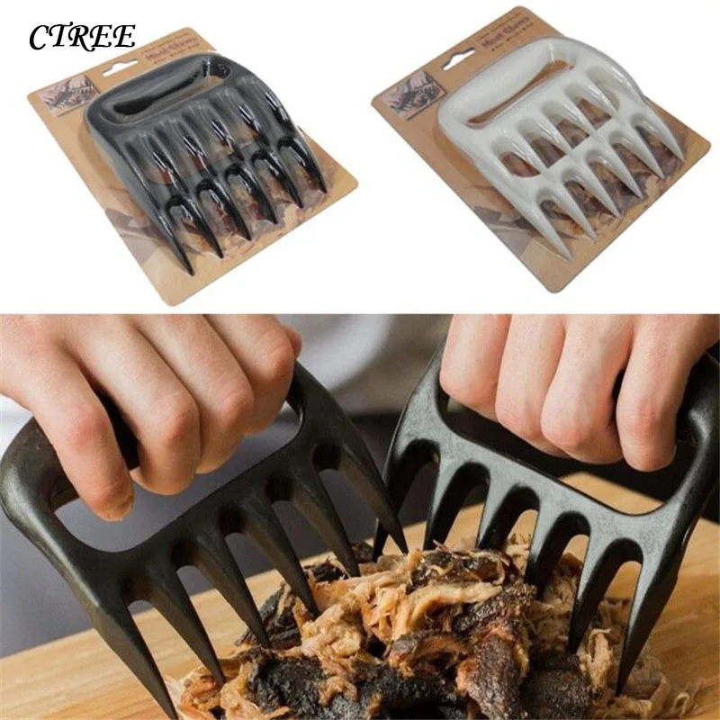 

CTREE BBQ Kitchen Bear Black Claws Barbecue Fork Tongs Pull Meat Shred Pork Clamp Roasting Fork Black/White Barbecue Tools C323