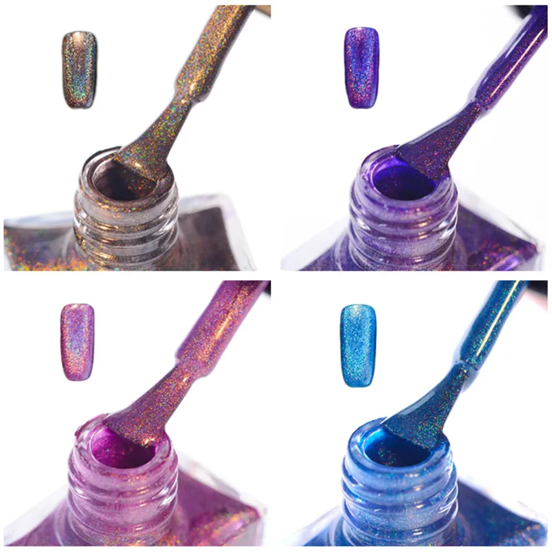 4 Bottles/set BORN PRETTY 10ml Colorful Holographic Polish Holo Glitter Super Shine Nail Art Polish Set 4 Colors born pretty 15ml colorful 6 bottles stamping polish manicure nail art printing polish for stamping plate diy nail decoration set