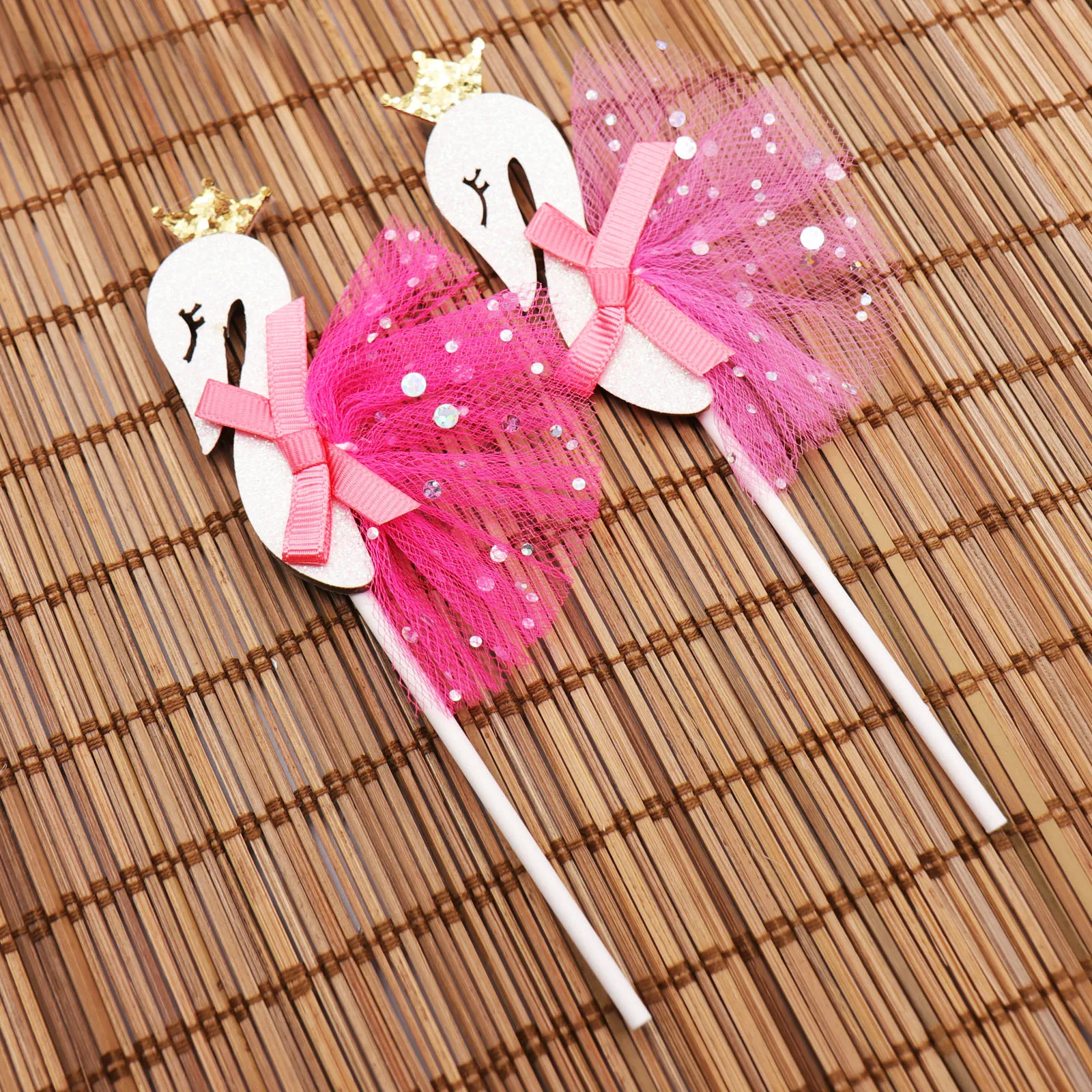 

1pc 6x16 cm Creative Shiny Flamingo Shape Insert Cards With Toothpick DIY Wedding Party Cake Decoration Colorful Lovely Gifts