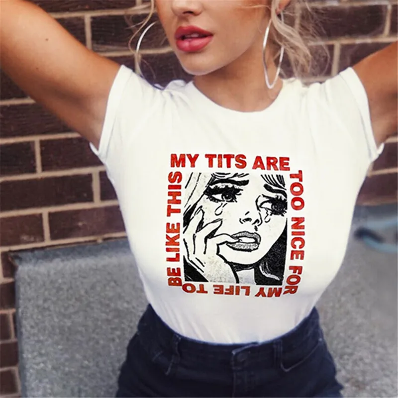 

Korean Harajuku T Shirt Streetwear Short Sleeve Autumn Graphic Tees Women Sexy White Printed Kawaii Crop Top Tshirt