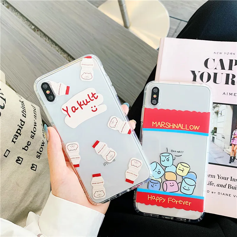 

Cute Pearl Milk Tea marshmallow Phone Case For iPhone 6 6s 7 8 X XS max XR Case Soft Transparent Silicone Clear Case Back Cover