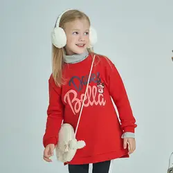 DBK8345 dave bella/детская футболка От 5 до 13 лет для девочек детские эксклюзивные топы с длинными рукавами, милая одежда для малышей модные детские