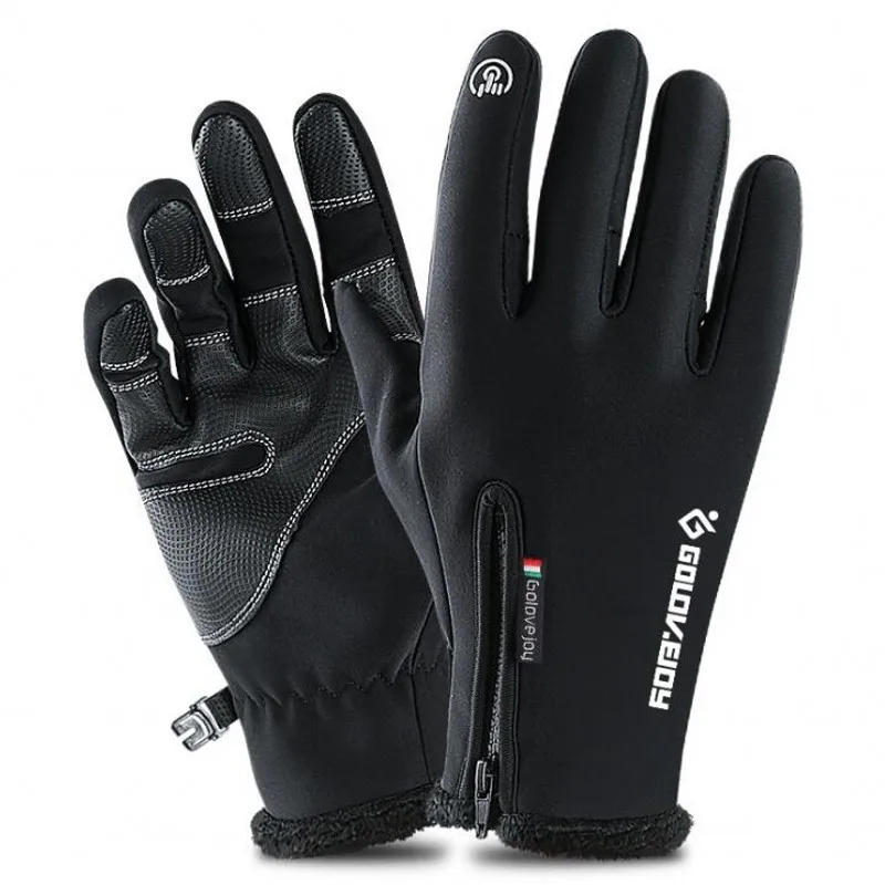 Men Outdoor Sport Skiing Phone Touch Screen Gloves Non-slip Waterproof Windproof Cycling Winter Snow Warm Thermal Black Mittens