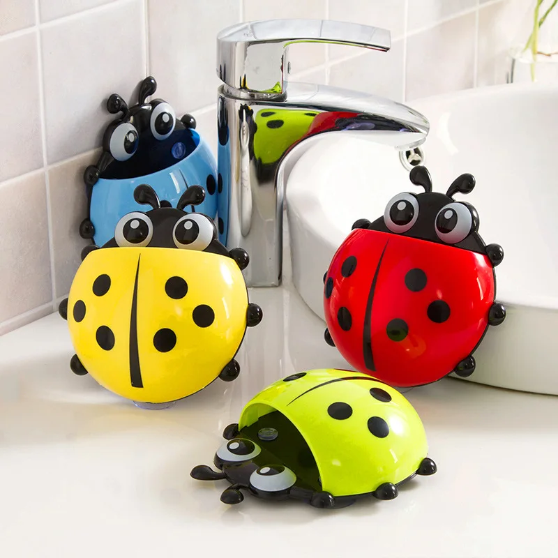 

Ladybug toothbrush holder Bathroom Products Cartoon Wall Suction Sucker Toothpaste Suction Cup Holder Stand Hook Organizer