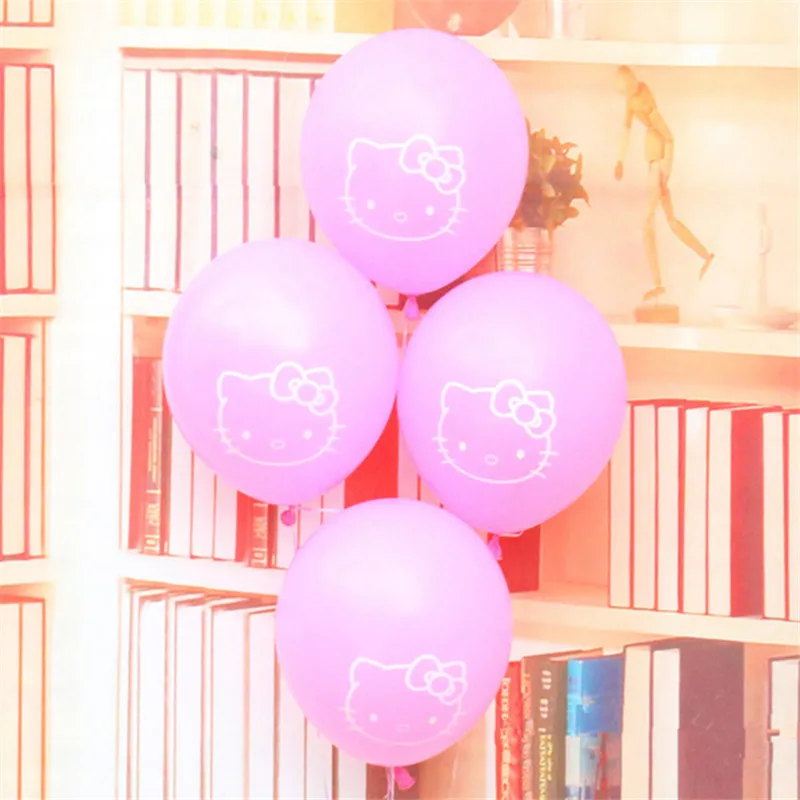 100 шт 12 дюймов hello kitty мультфильм латексные шарики воздушные шарики в форме животных с днем рождения гелиевые шарики для свадебного украшения вечерние принадлежности