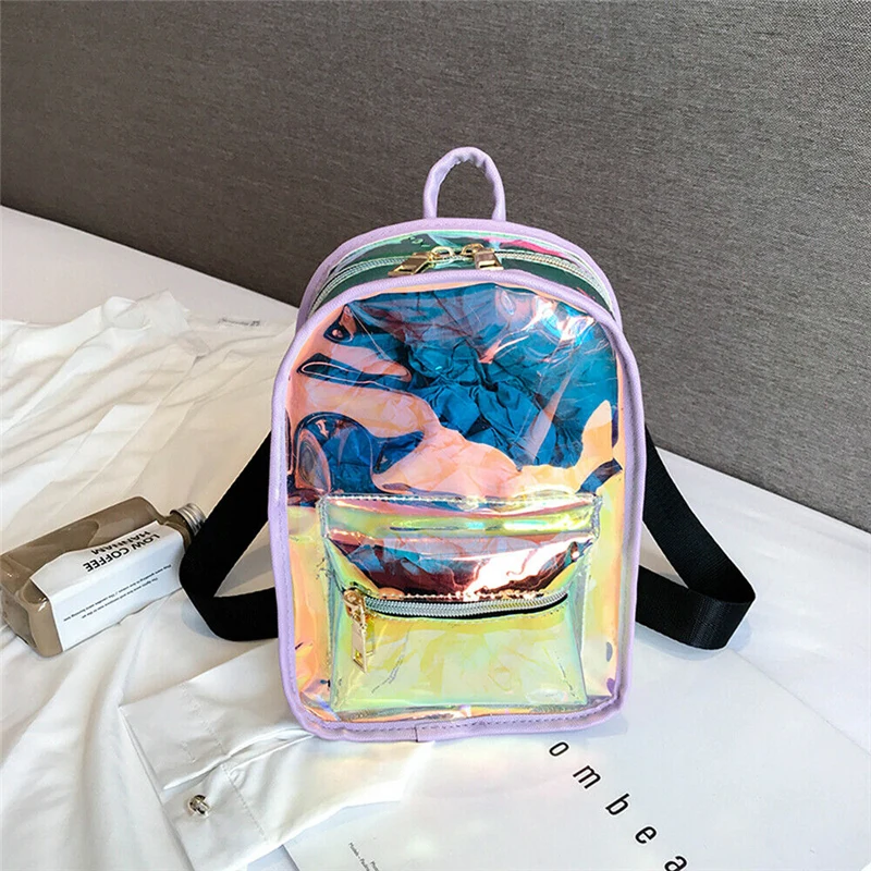 

2019 New Hot Style Women Girls Fashion Laser Glitter Bling Mini Backpack Lady Elegant PVC Waterproof Zipper Bag