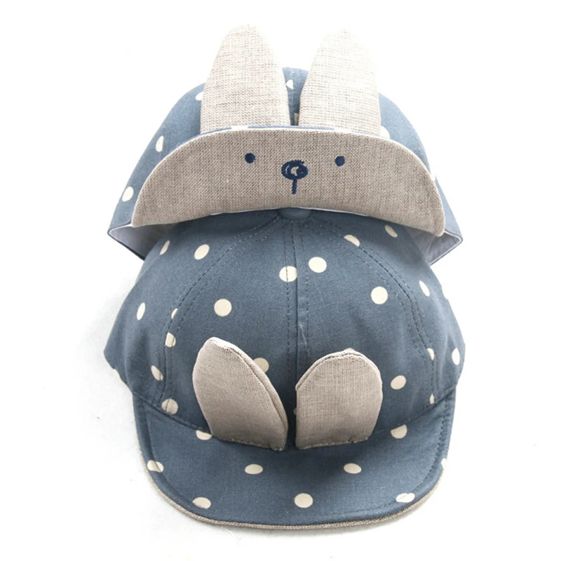 Summer Sun Hats For Girls Boys Baby Beanie For Boys Girls Long Rabbit Ears Children Dots Hats Girls Baby Hat Newborn V15# (3)