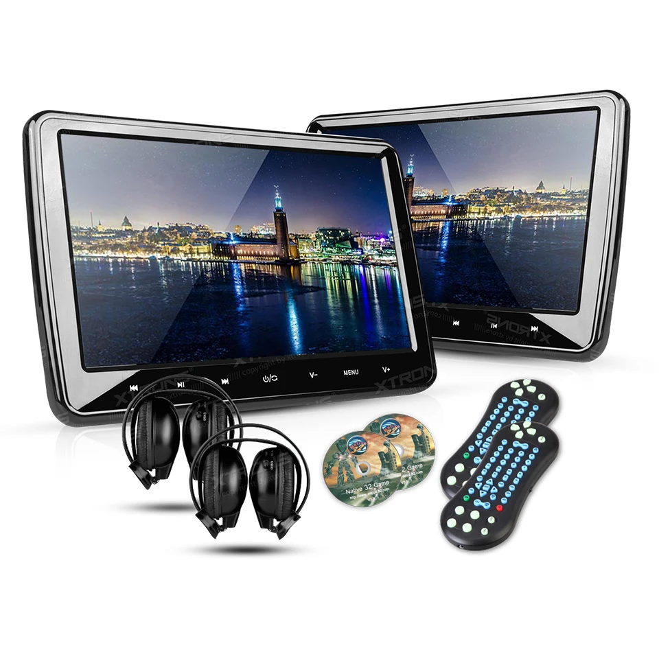 2*10.1 "Portable Voiture Appui Tête Lecteur DVD 1024*600 HDMI Port HD