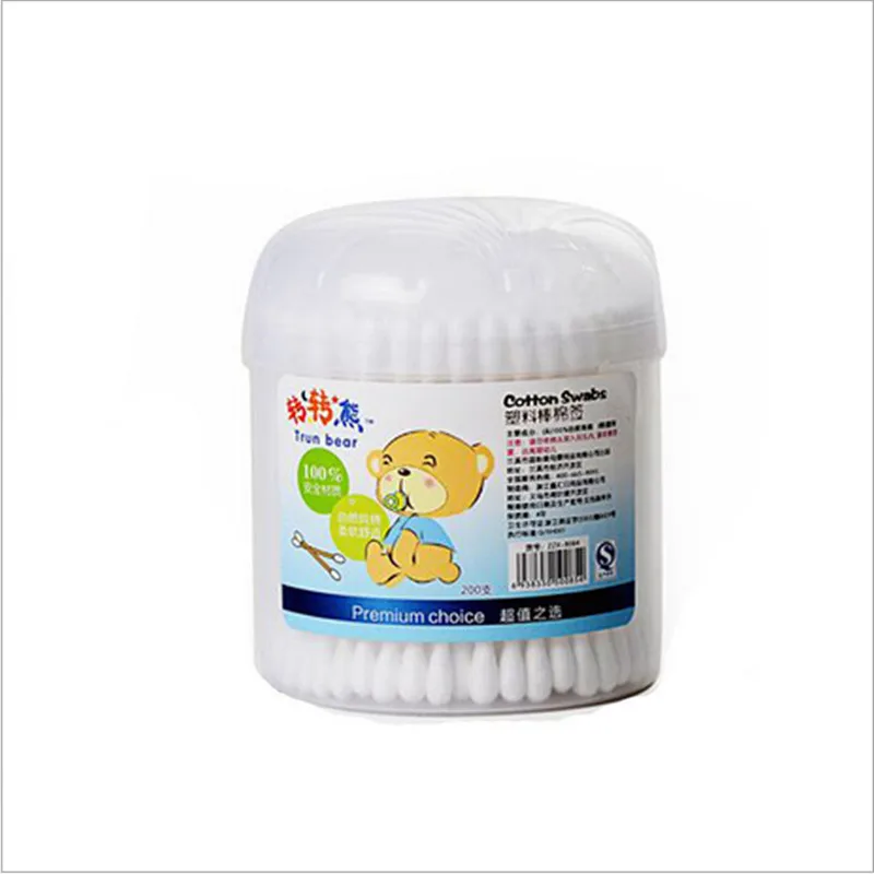 2016 New Baby cotton swab Box 200 branch cotton buds Plastic medical