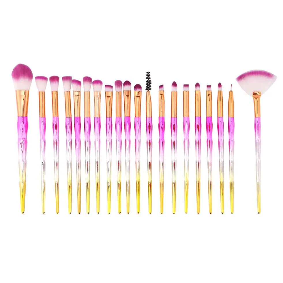 

20 pcs Mermaid Diamond makeup brushes Synthetic Hair Goat hair Makeup Brush Set tools Make-up Toiletry Kit Wool Make Up Brush