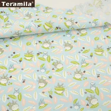 Sky Blue Cotton Fabric Twill Fat Quarter Orange and White Leaves Designs Home Textile Material Bed Sheet Patchwork