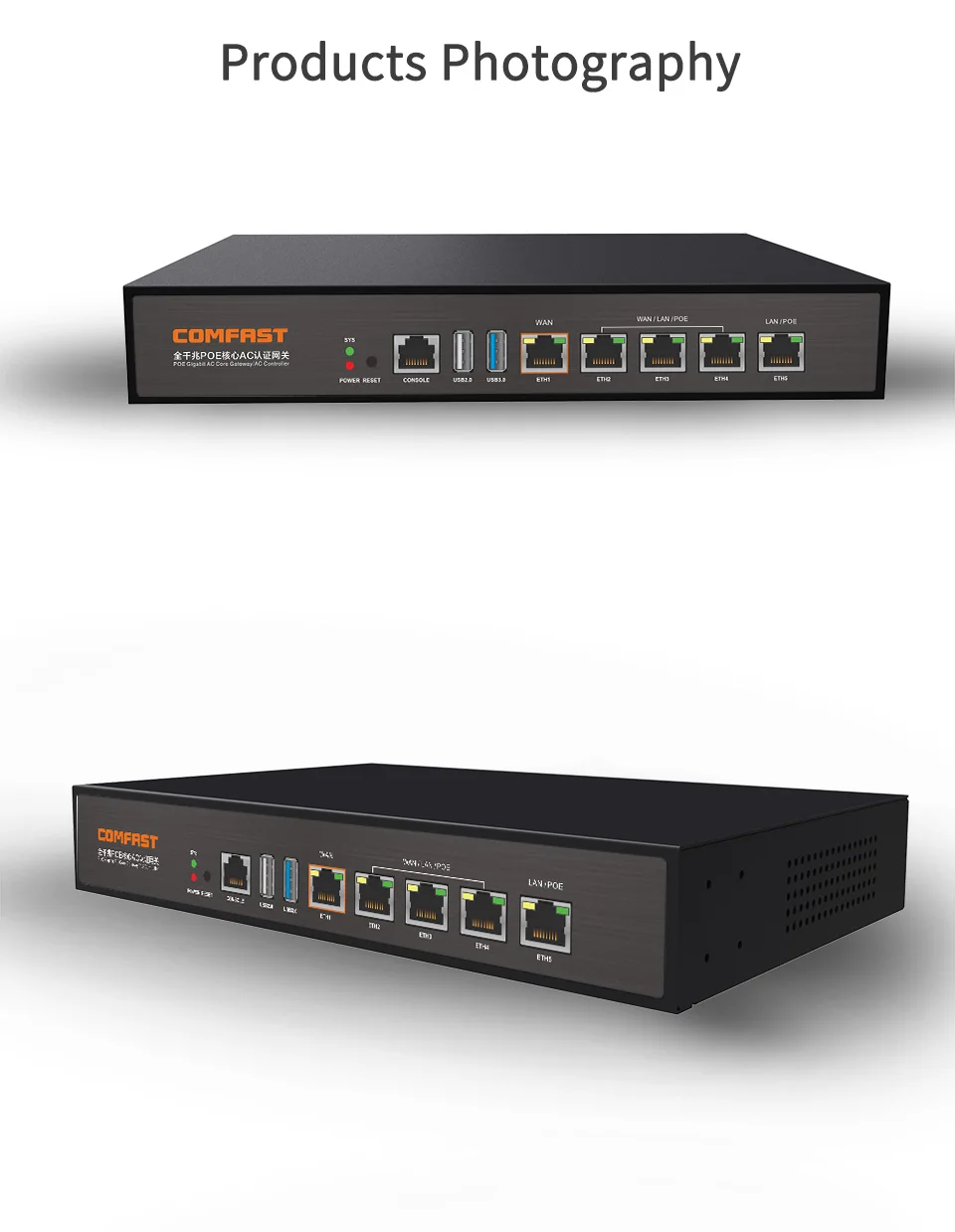

880Mhz Core Full Gigabit Gateway COMFAST CF-AC101 AC gateway controller MT7621 wifi project manager with 4 port WAN/LAN port