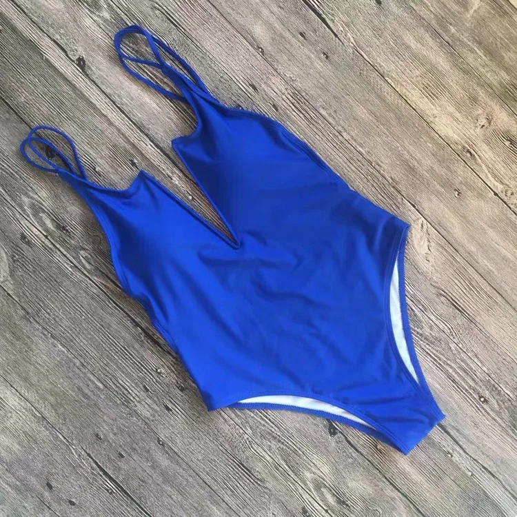 

2019 Sexy New One Piece Swimsuit Summer Swimwear Women High Waisted Bathing Suits Swimming Beachwear V-Neck Swim Wear S~L