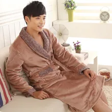 Зимний фланелевый Халат, одежда для сна, Мужская теплая ночная рубашка в комплекте с купальным халатом, мужской длинный рукав ремень, однотонная мягкая Домашняя одежда bata hombre