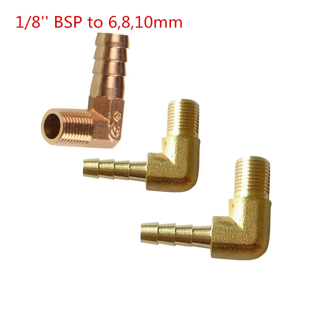 1/8'' BSP to 6mm Brass 90 Degree Male Elbow Barb Hose Tail Pipe Gas Fitting 