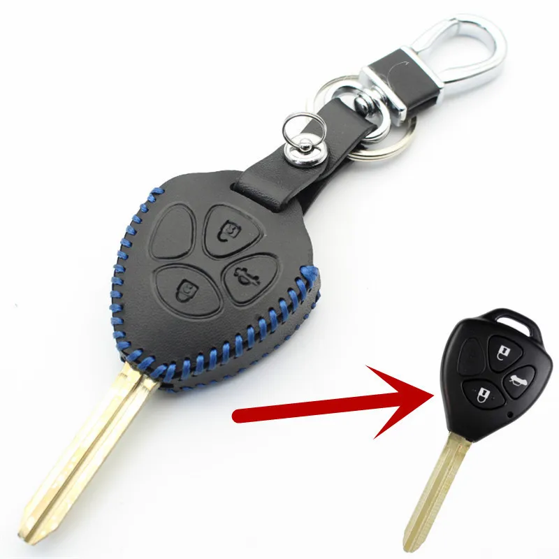 FLYBETTER натуральная кожа 3 чехол для ключей с кнопками чехол для Toyota Prado/Mark/Corolla/Camry/eiz/Crown автомобильный Стайлинг L2097