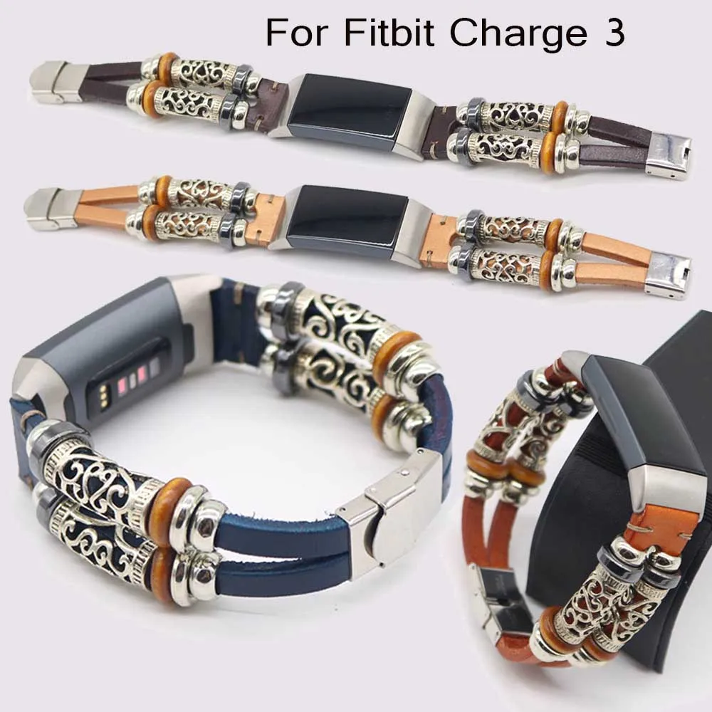 Ремешок из натуральной кожи для часов Fitbit Charge 3 сменный ремешок в ретро стиле fitbit