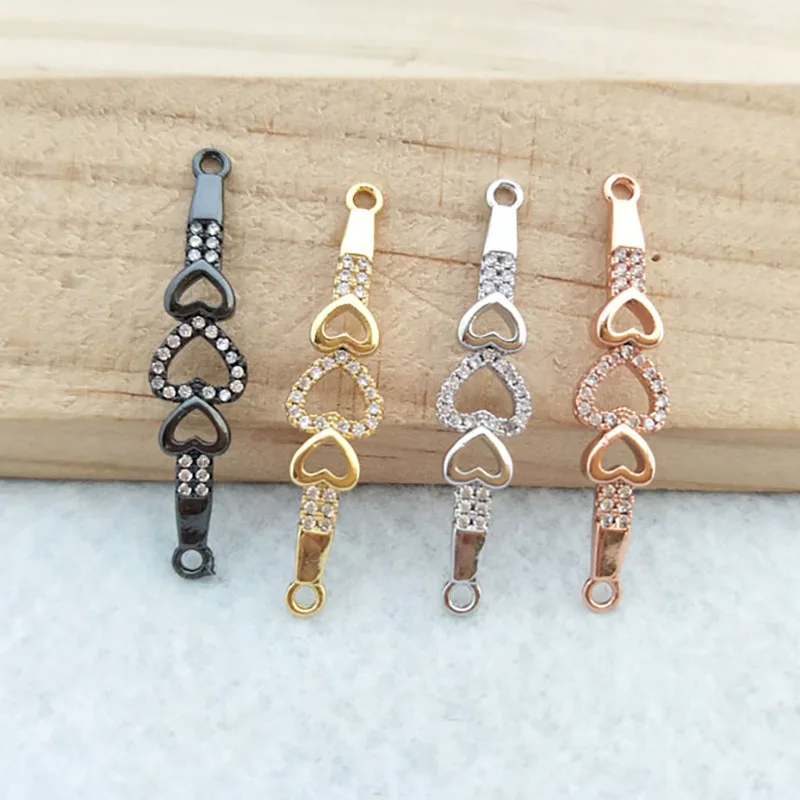 10pcs CZ zircon Micro Pave Connector,Double Bails Beads Charm,for DIY