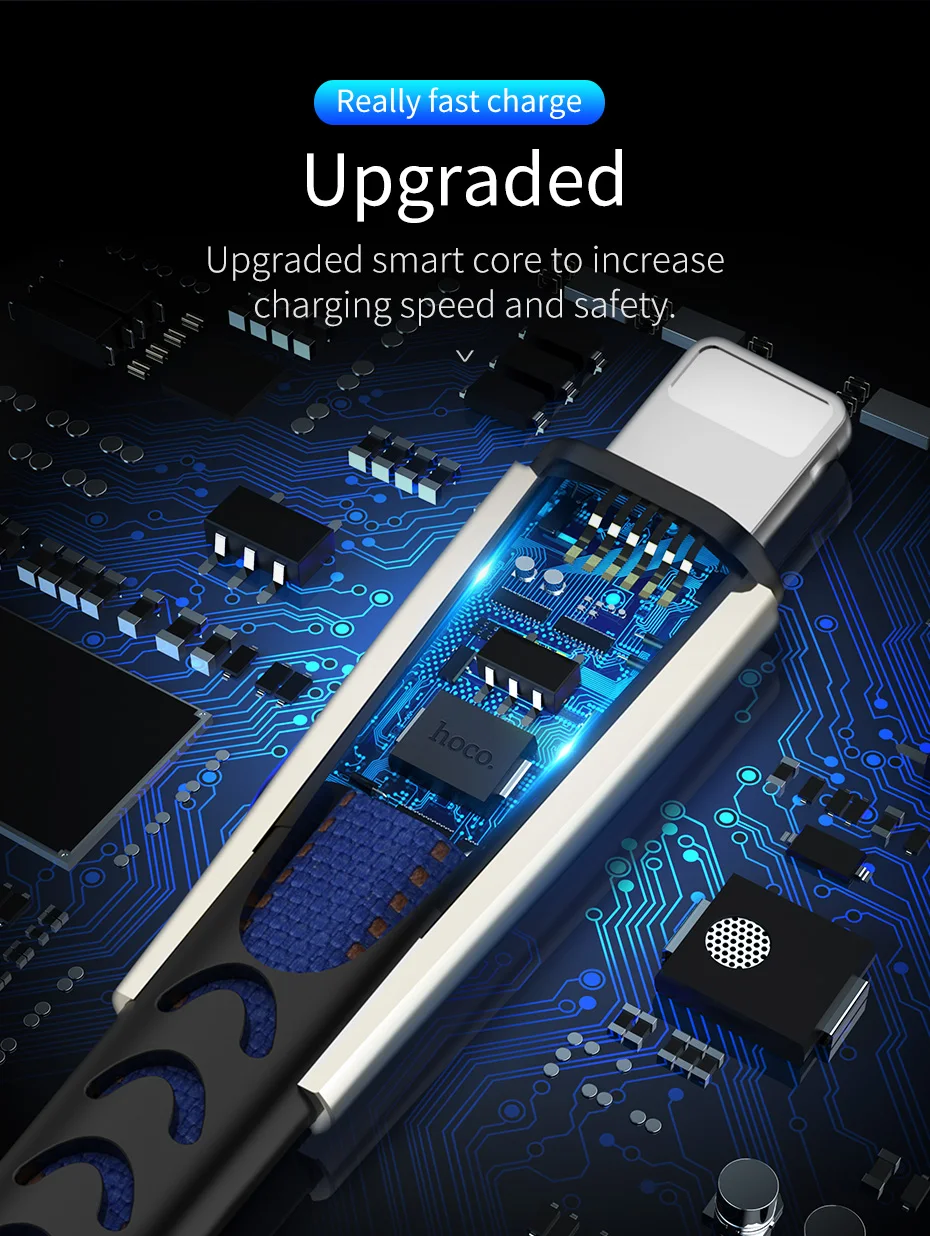 HOCO, прочный нейлоновый usb-кабель для iPhone Xs Max Xr X 8 7, 2,4 A, кабель для быстрой зарядки и синхронизации данных из цинкового сплава для зарядного устройства iPhone