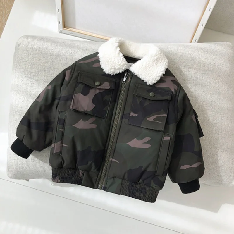 SFC-266 Sengfei Active новая детская верхняя одежда для маленьких мальчиков новые зимние на молнии с капюшоном камуфляжная куртка пальто
