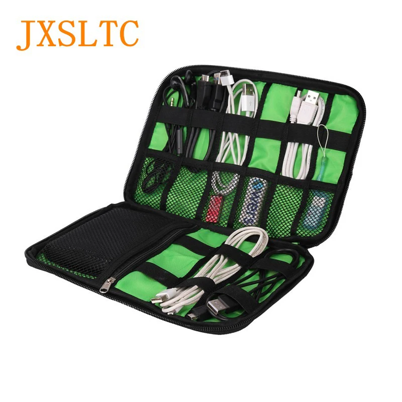 

JXSLTC New Electronic Accessories Travel Bag Nylon Mens Travel Organizer for Date Line SD Card USB Cable Digital Device Bag