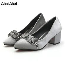 Women Pumps Trend Fashion Spring Shoes Women Vintage Style Flock Solid Color Confortable Shoes Pointed Toe