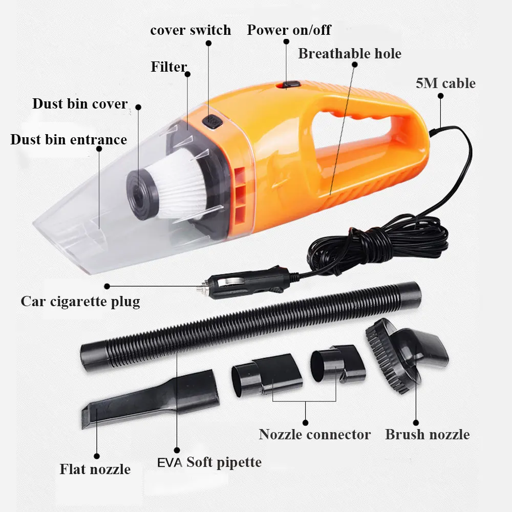 120W Portable car vacuum cleaner 12V/24V Strong vacuum cleaner for machine Car Vacuum Cleaner Wet And Dry With Filter