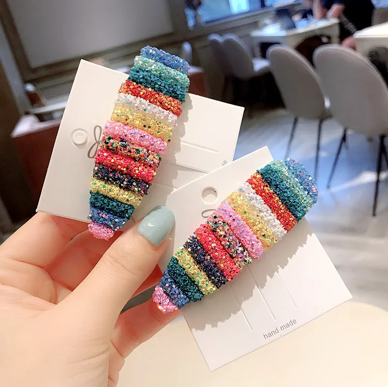 

Candy Rainbow Shiny Crystal Hair Clips For Women High-end Hair Accessories Rhinestone Hairpins Bows Flower Hairgirps Barrette