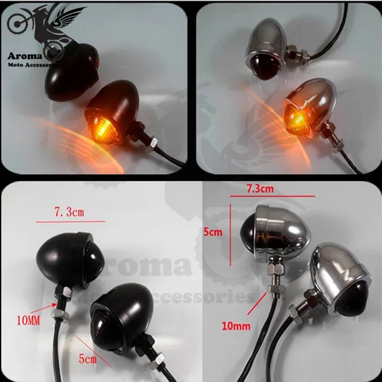 

black silver retro parts motorcycle turn signal light for Harley Davidson indicator amber scooter blinker lamp moto flashers
