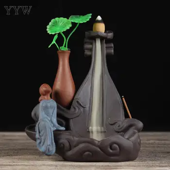 

Girl Incense Burner Backflow Waterfall Incense Stick Holder Vase Decoration Censer One More Use Aroma Burner Home Office Decor