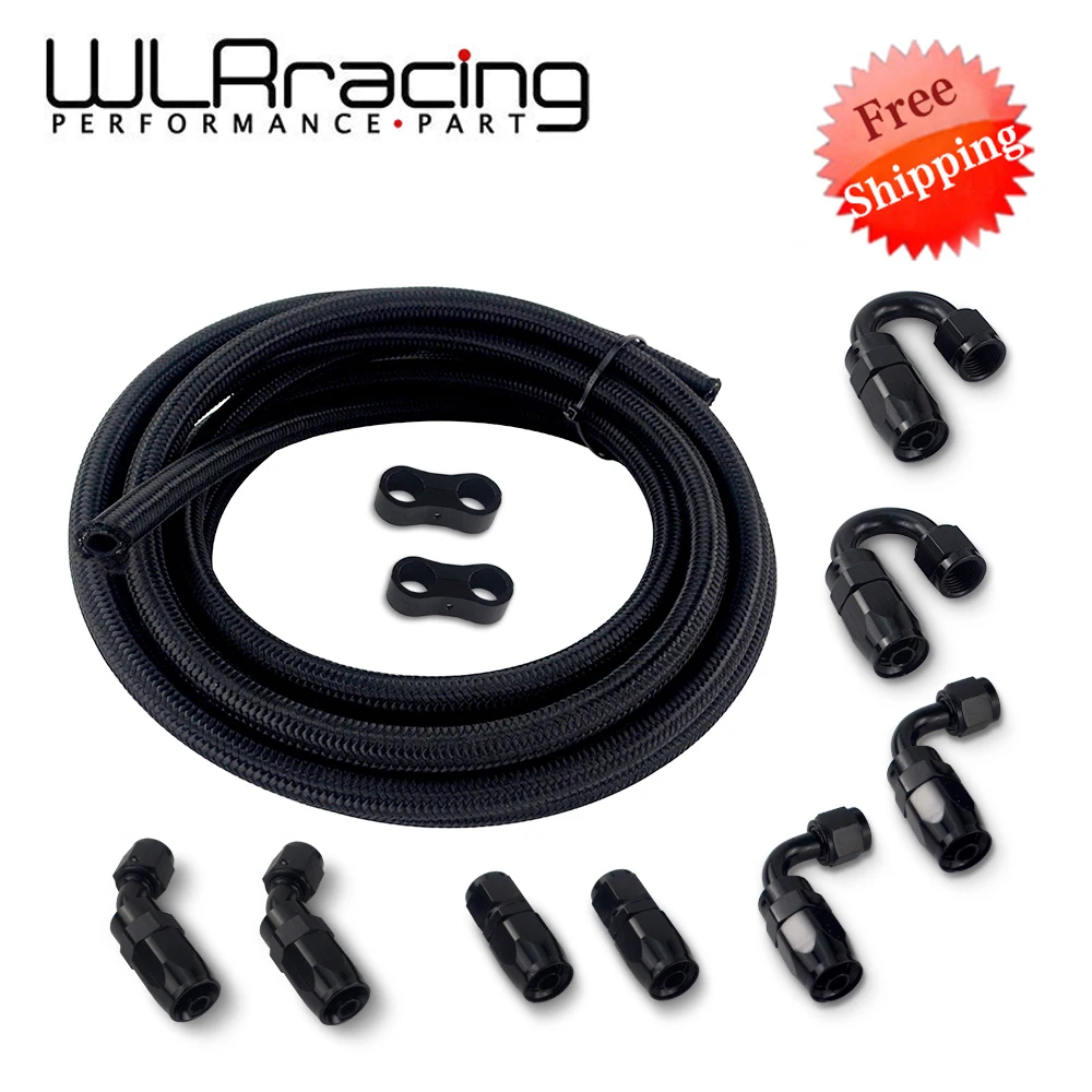 

5Meter AN6 Nylon Stainless Steel Oil Fuel Braided Hose 0+45+90+180 Degree Swivel Fitting Oil Hose End Adaptor Line Separator Kit