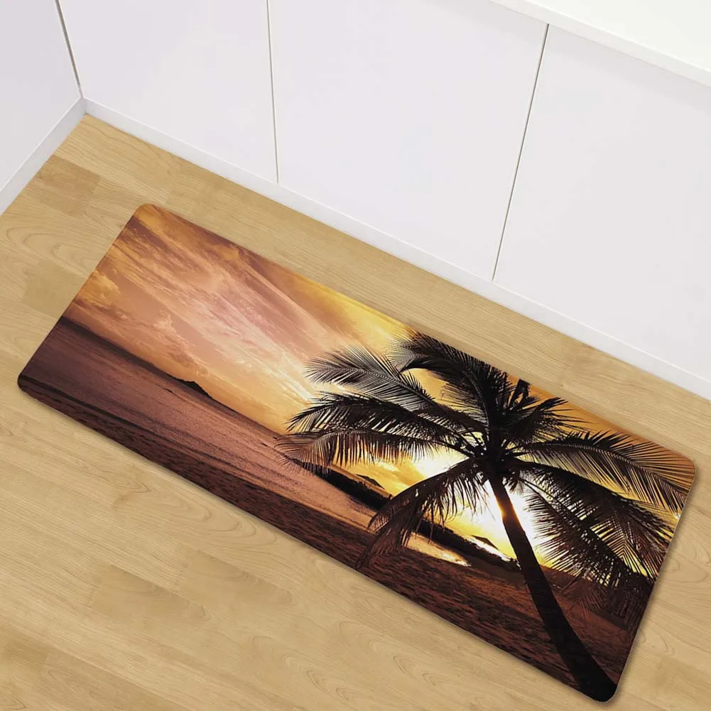 

Honlaker Kitchen Decorative Floor Mat Flannel Absorbent Non-slip Rug Natural Scenery Long Mat Bedside Mat Entrance Doormat