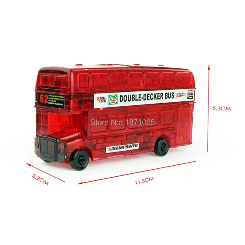 Fun 3D Crystal Puzzle For Children Mini DIY 54Pcs Double-Decker Bus Model Learning Educational Toys For Adult Christmas Gift 3