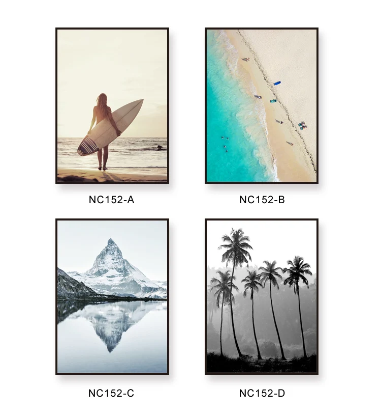 

Nordic Minimalism Sea Beach Figure Tree Landscape Painting Canvas Print Poster Wall Photo For Living Room Decor No Frame