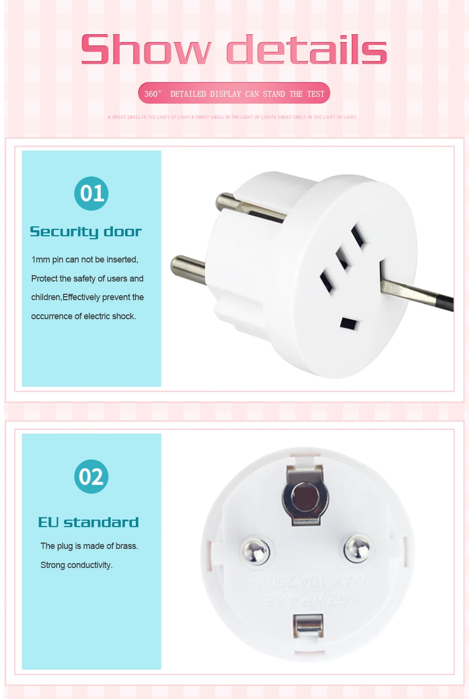 1PC US AU To EU Plug 2 Round Pin Socket USA AUS To Eur Europe Travel Wall AC Power Plug Wall Charger Outlet Adapter Converter (12)