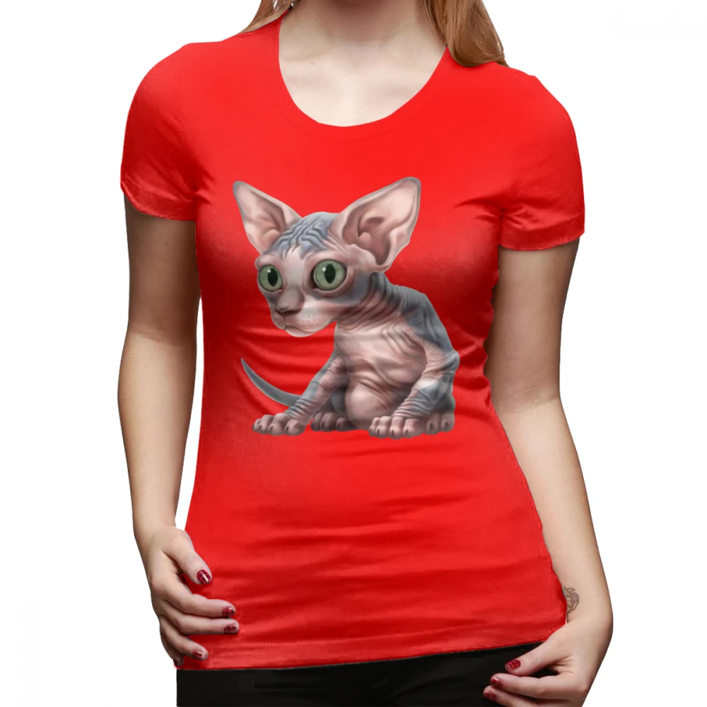 Футболка со сфинксом Cat-a-clism Sphynx Kitten, серая футболка с круглым вырезом, женская футболка с принтом Kawaii, короткий рукав, женская футболка большого размера - Цвет: Красный