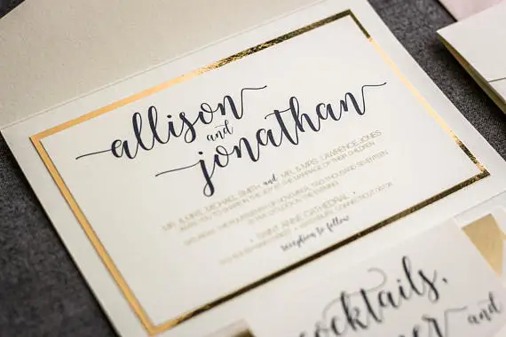  Elegant Pocketfold Wedding Invitation with envelope - 32848320812