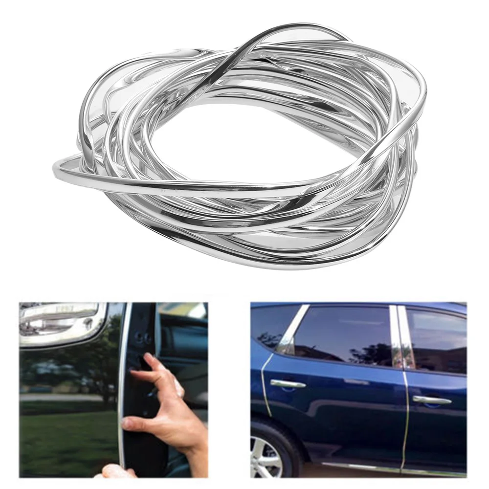 

New 6m U Style DIY Chrome Moulding Trim Strip Car Door Edge Scratch Air Conditioner Outlet Vent Guard Protector Car Styling