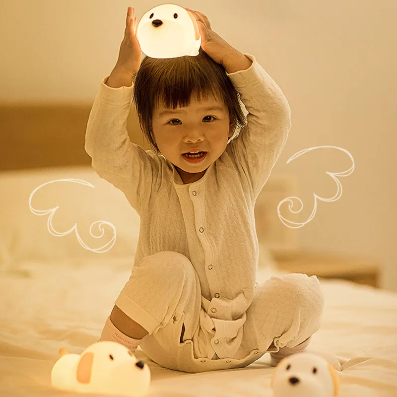 

Soft Silicone Puppy Night Light USB Charging for Kids Sleep or Valentine's Day Gifts QJS Shop
