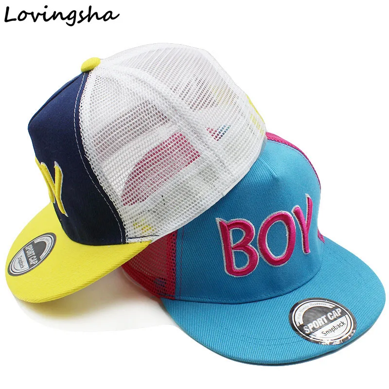 

LOVINGSHA Boy Baseball Caps Net Cap Letter Design 3-8 Years Old Kid Snapback Caps High Quality Adjustable Cap For Girl CC120