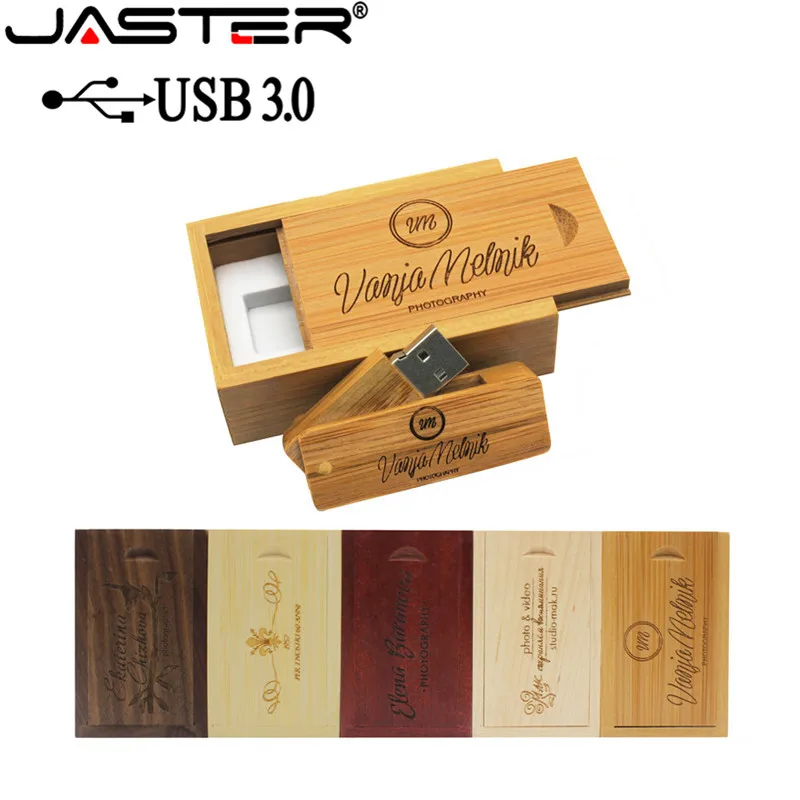 

Wooden USB 3.0 Drive Rotatable Pendrive + BOX 8GB 16GB 32GB 64GB 128GB Memoria USB usb Flash Drive Wedding Gifts 10pcs Free Logo