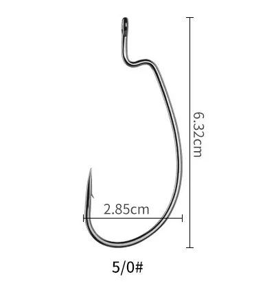 LINNHUE 10 шт. рыболовный крючок из углеродистой стали, Большой Крючок для ловли басов, крючок для ловли на крючок, свинцовая головка с колючей рукояткой, крючок для мягкой приманки, приманка для рыбалки - Цвет: 5-0